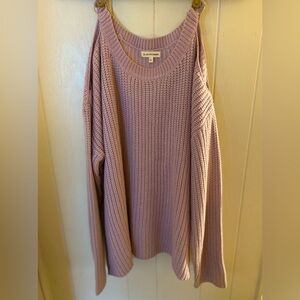Blushing Heart Oversized Sweater Purple Chunky Knit Womens Large